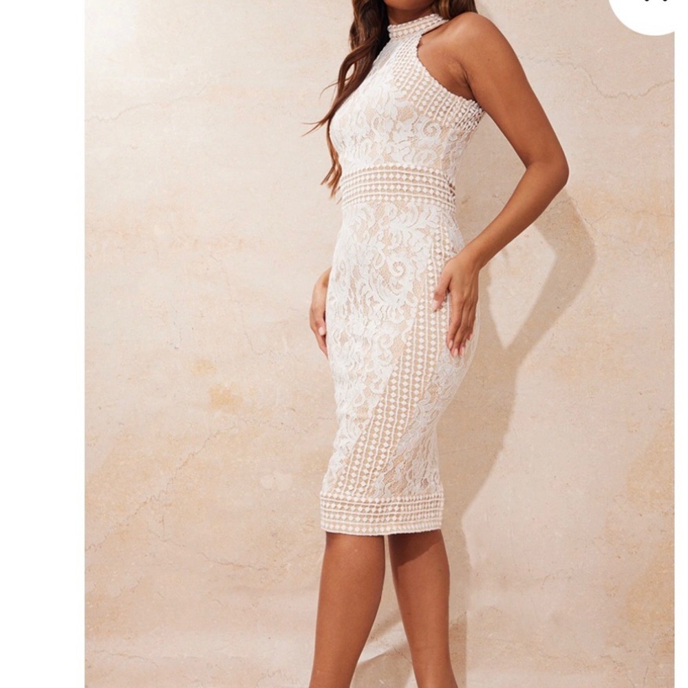 Never worn Pretty little things midi white lace dress